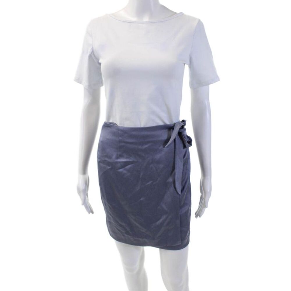 Kimberly Taylor Womens Eliana Mini Wrap Skirt Steel Blue Size Extra Small